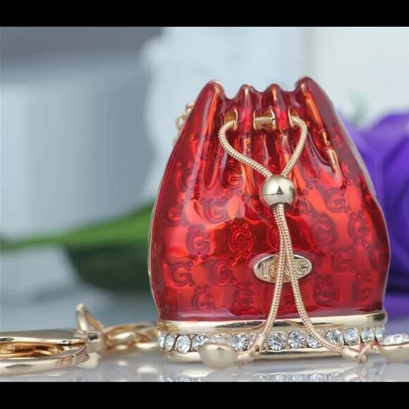 CRYSTAL RHINESTONE ‘LOVE’ BAG CHARM AND KEY RING - Picture 2 of 4